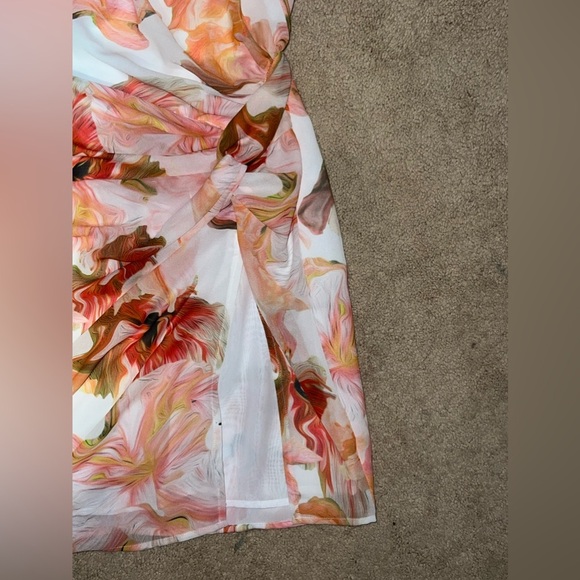 SAU LEE Hester Floral Strapless Minidress in White/Orange at Nordstrom - Picture 5 of 11